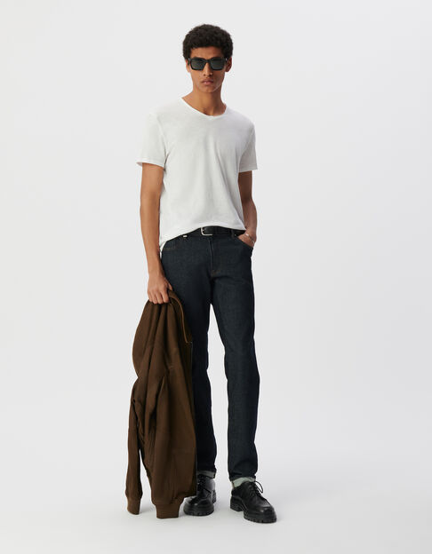 T-shirt L'Essentiel blanc col V Homme - IKKS