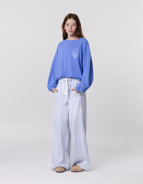 Witte WIDE LEG broek blauwe strepen meisjes - IKKS