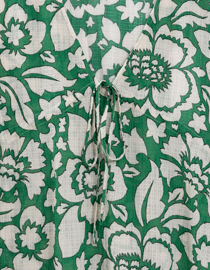 Women's green blouse with tropical maxi print-6