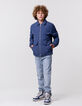 Blue and ecru reversible padded jacket for boy-2