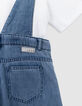 Girls' blue overalls and white T-shirt set-3