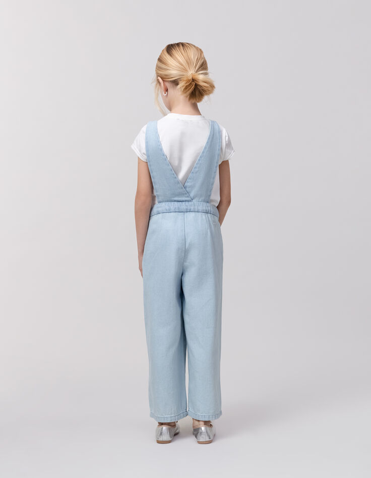 Set blaues Mädchen-Jeanslatzhose, Waterless und T-Shirt-2