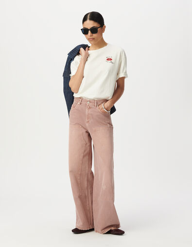 Women’s pink Edie high-waist wide-leg jeans - IKKS