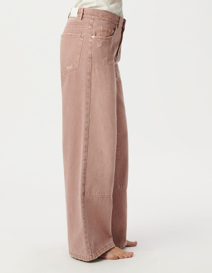 Women’s pink Edie high-waist wide-leg jeans-4 Women’s pink Edie high-waist wide-leg jeans-4