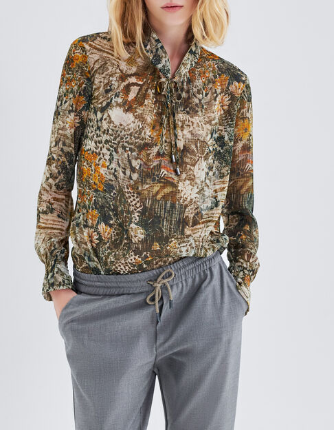 Kaki blouse landschapprint Dames - IKKS