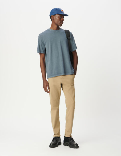 Men’s blue short-sleeved crew neck T-shirt - IKKS