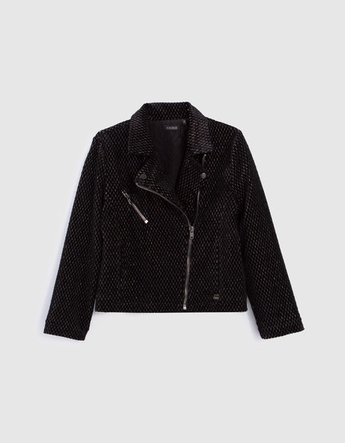 Cárdigan negro punto terciopelo jacquard lúrex niña - IKKS