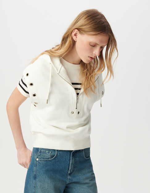 Sweat sans manches blanc décor oeillets - IKKS