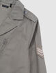 Khaki Mädchensafarijacke mit Maxi-Stickerei hinten-9