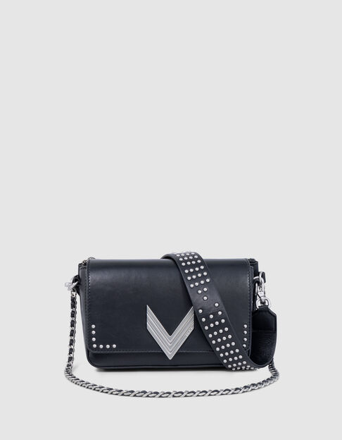 El 111 BARBETTE cuero negro adorno tachuelas para Mujer - IKKS
