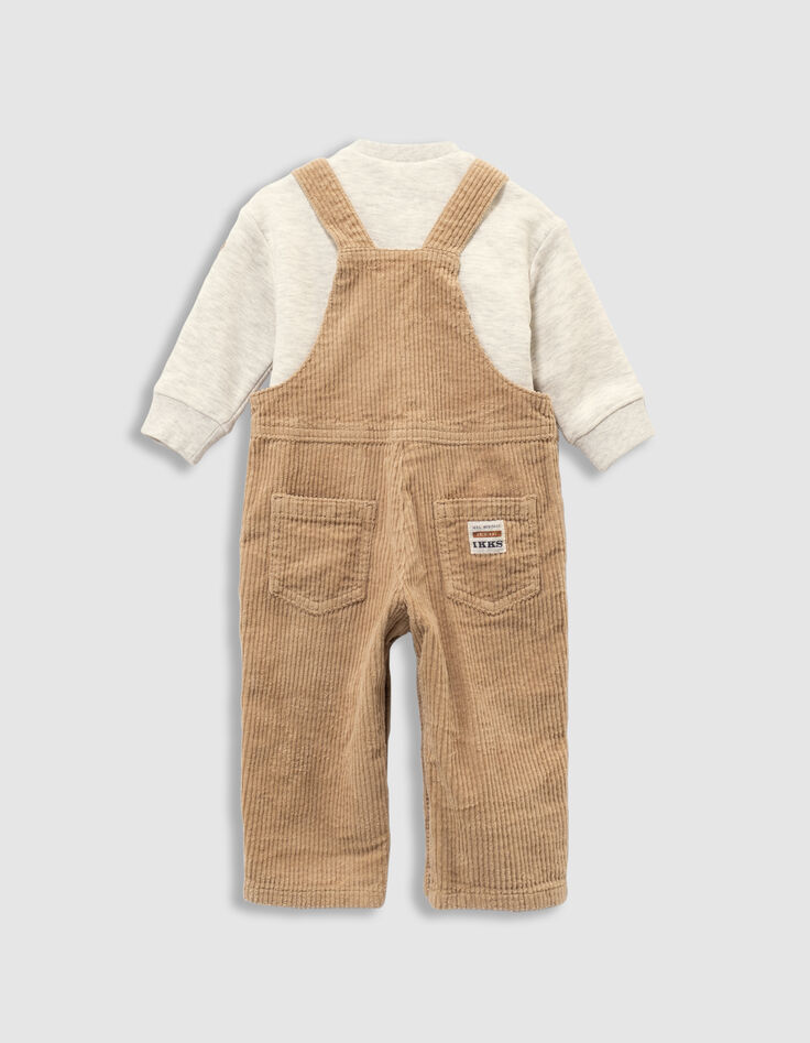 Set Sweat Latzhose Streifen Rippstrick Babyjungen-5