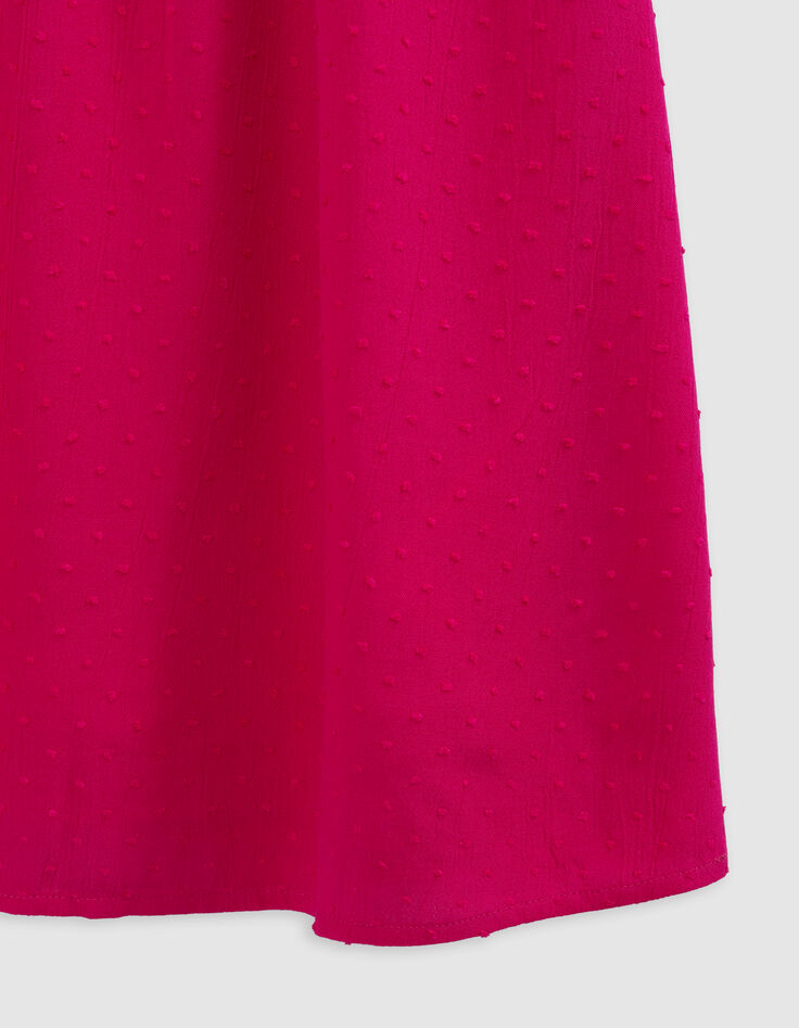 Bright pink dress in plumetis embossed fabric for girl-7