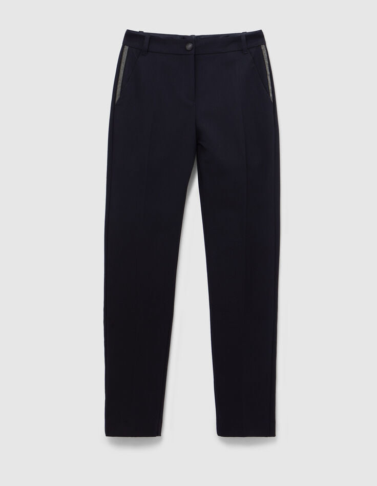 Women’s navy suit trousers with decorative braid-5 Women’s navy suit trousers with decorative braid-5