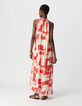 Robe longue rouge imprimé géométrique Femme-2