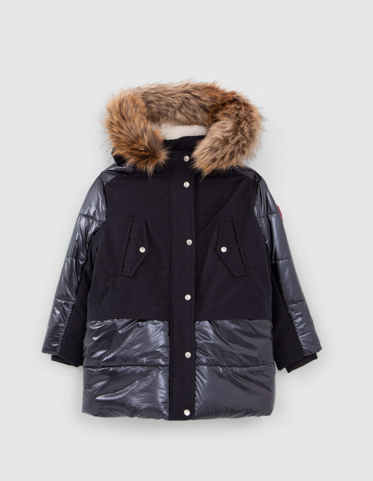 Parka 2-en-1 marine et doudoune imprimé étoiles fille-2 Parka 2-en-1 marine et doudoune imprimé étoiles fille-2