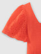 Top rojo cuello cuadrado bordado inglés niña-5