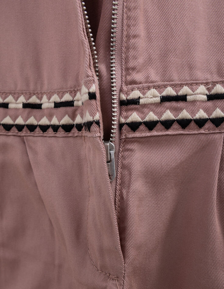 Long pink embroidered jumpsuit for girl-7