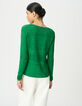 Green openwork knit cardigan to tie-3