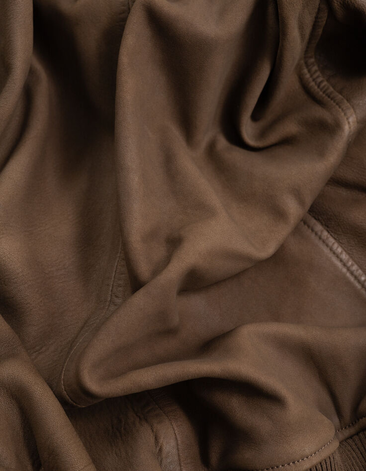 Blouson aviateur bronze en cuir Homme-9