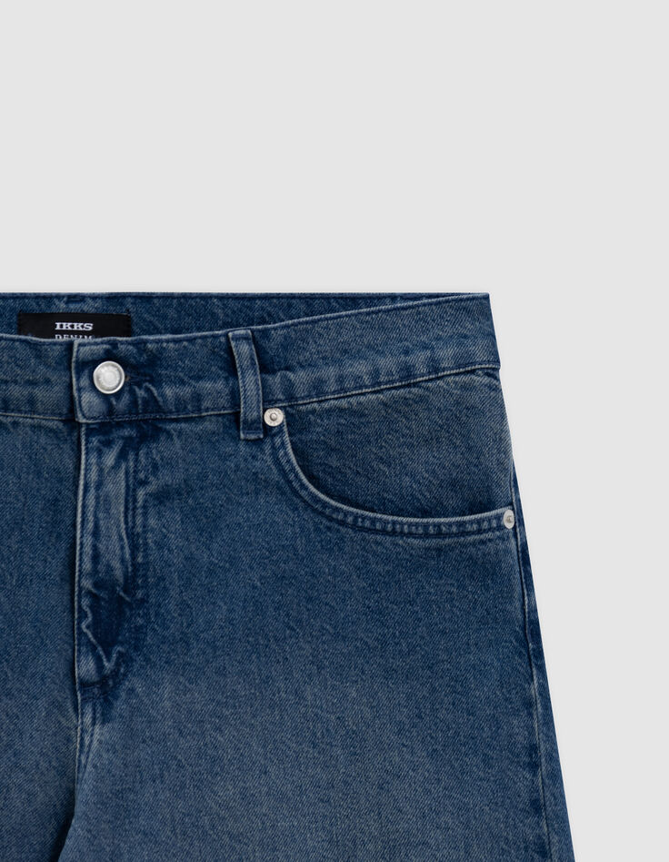 Women's Wide Cropped Blue Jeans-5 Women's Wide Cropped Blue Jeans-5