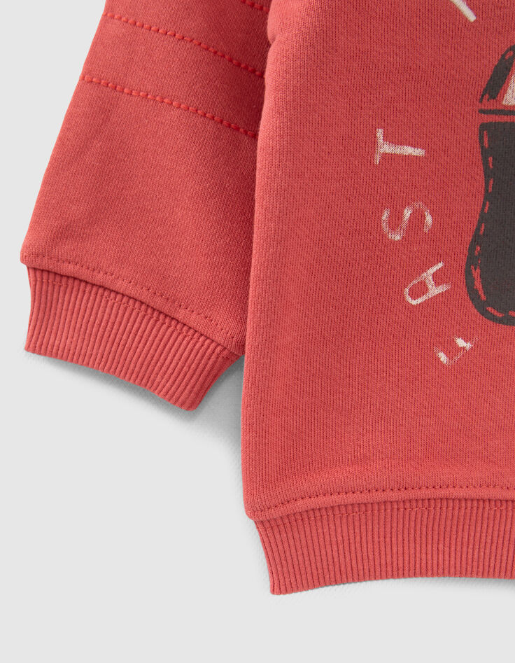 Sweat rouge à visuel casque-ailé bébé garçon-4