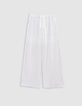 Witte WIDE LEG broek lichtgroene strepen meisjes-3