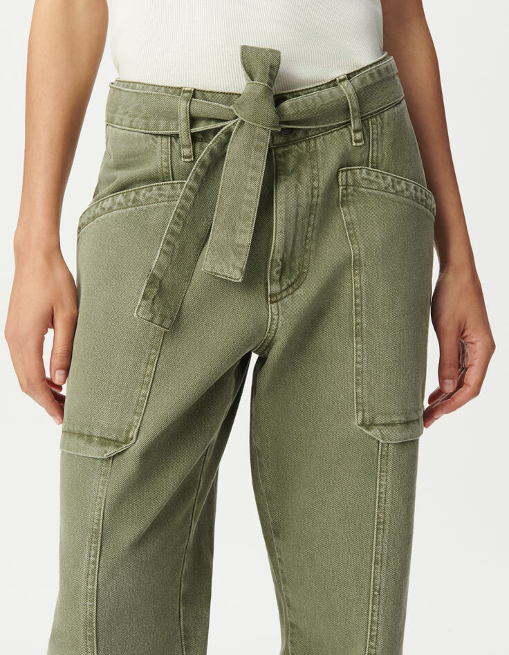 Verwaschene Khaki-Battle-Jeans Damen-4