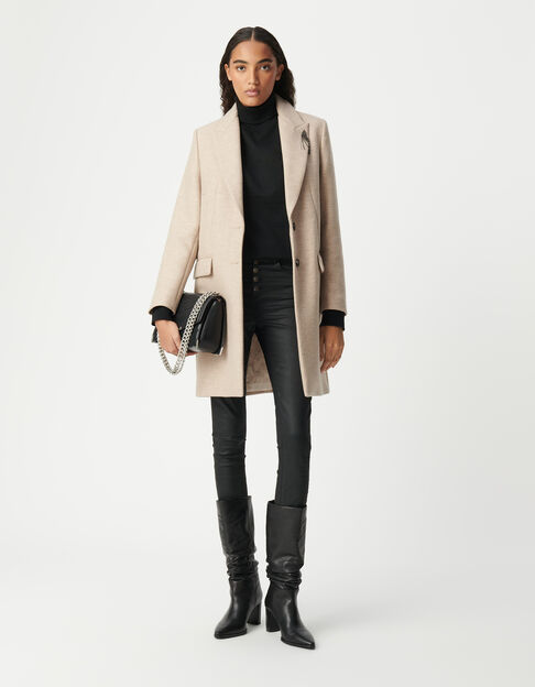 Manteau droit sésame décor broche strass Femme - IKKS