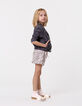 Grey maxi jacket with embroidered back for girl-3