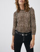 Loose blouse arabeskprint hoge Victoriaanse kraag dames-2