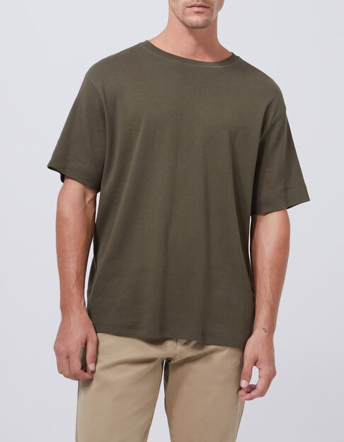 T-shirt kaki coton à col rond Homme - IKKS