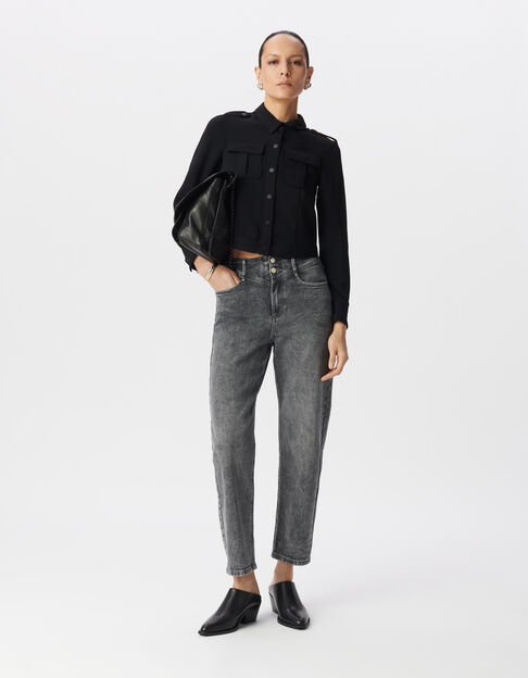 Women’s grey BCI cotton cropped slouchy jeans - IKKS