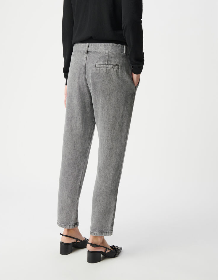 Women’s grey Lyocell® baggy cropped jeans-3