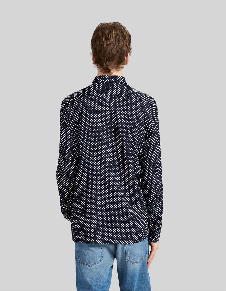 Chemise SLIM marine LENZING™ ECOVERO™ motif pois Homme-3 Chemise SLIM marine LENZING™ ECOVERO™ motif pois Homme-3