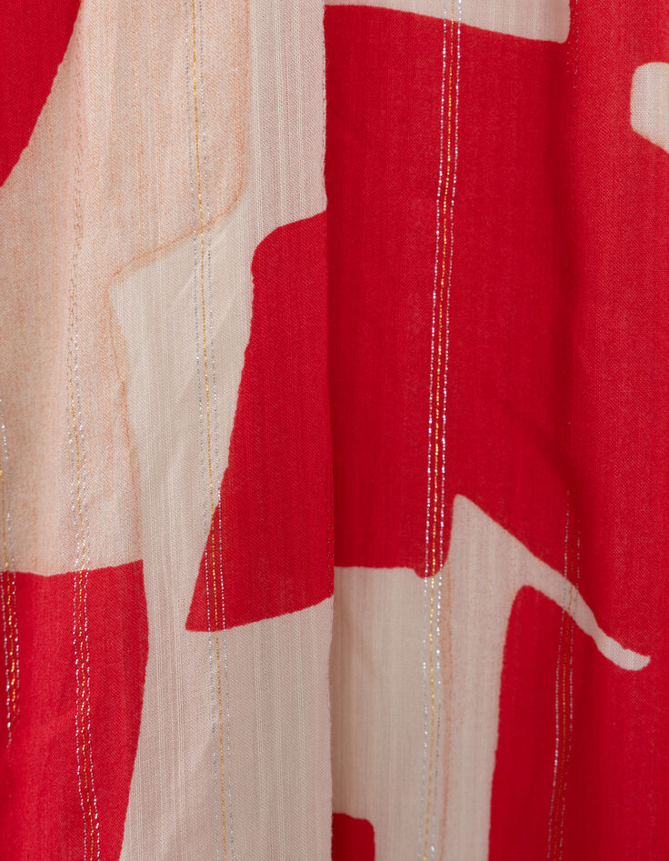 Robe longue rouge imprimé géométrique Femme-7