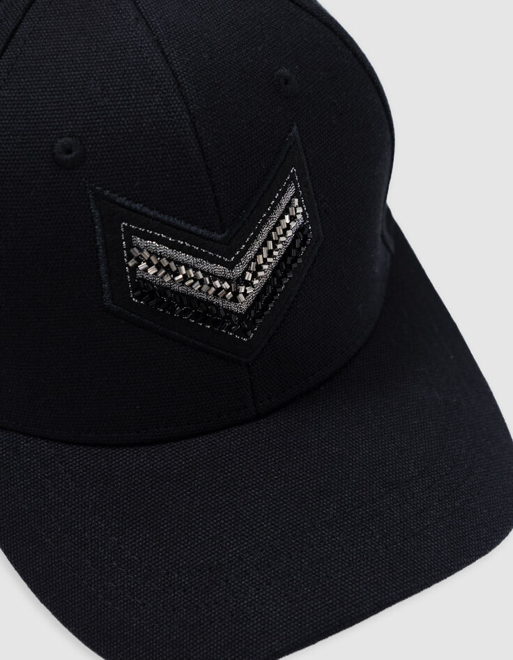 Casquette noire broderie chevrons Femme-4