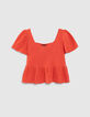 Top rojo cuello cuadrado bordado inglés niña-1