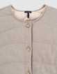 Khaki-Wattierte Maxi-Bluse, Stick auf dem Rücken, Mädchen-5