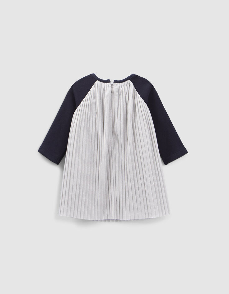 Vestido gris plisado bebé niña-3