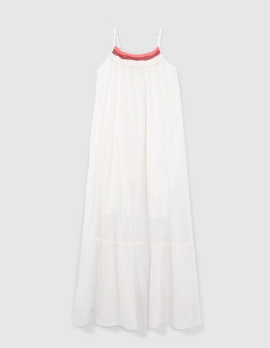 Vestido blanco roto encaje bordados niña - IKKS
