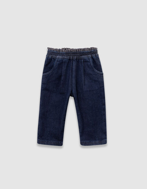 Baby girls’ navy houndstooth waistband jeans - IKKS