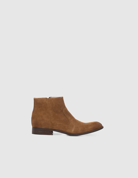 Men’s brown suede zipped boots - IKKS