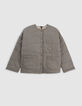 Khaki-Wattierte Maxi-Bluse, Stick auf dem Rücken, Mädchen-4