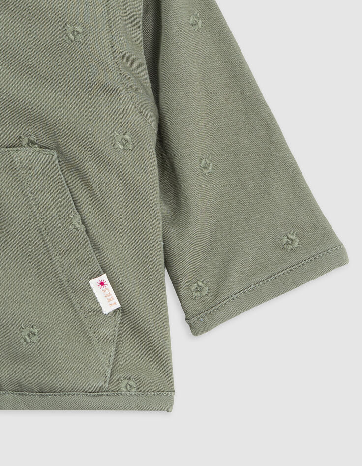 Embroidered khaki jacket with removable sleeves for girls-5 Embroidered khaki jacket with removable sleeves for girls-5