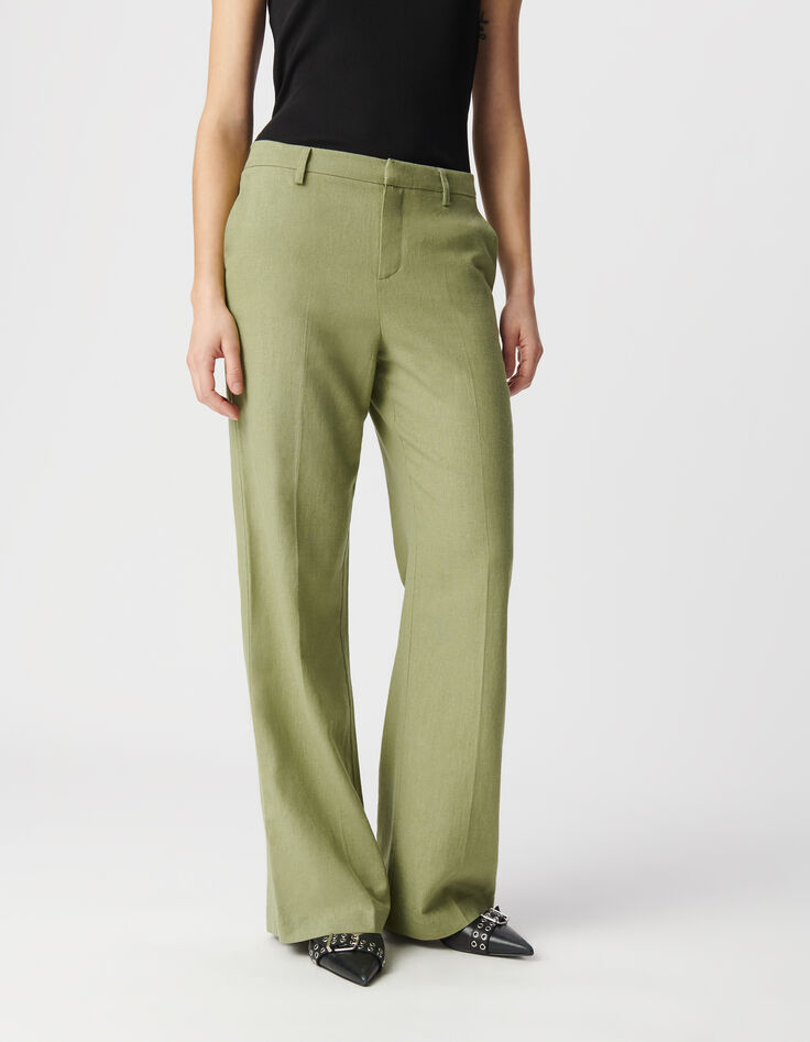Women's green linen and cotton suit pants-3 Women's green linen and cotton suit pants-3