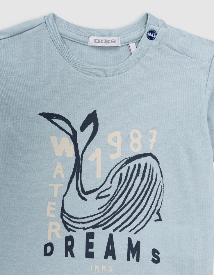 Green organic cotton baby boy whale T-shirt-2