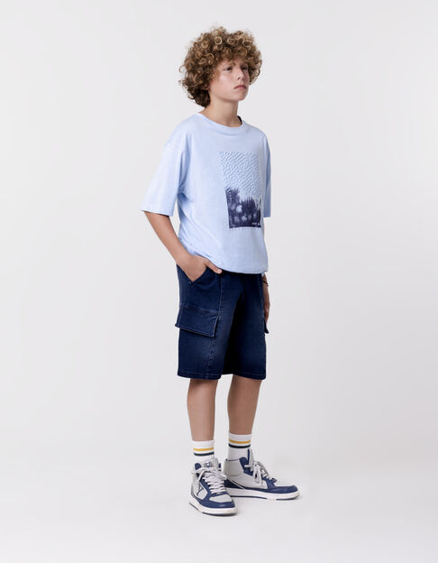 BATTLE blue denim Bermuda shorts battle shape for boy - IKKS