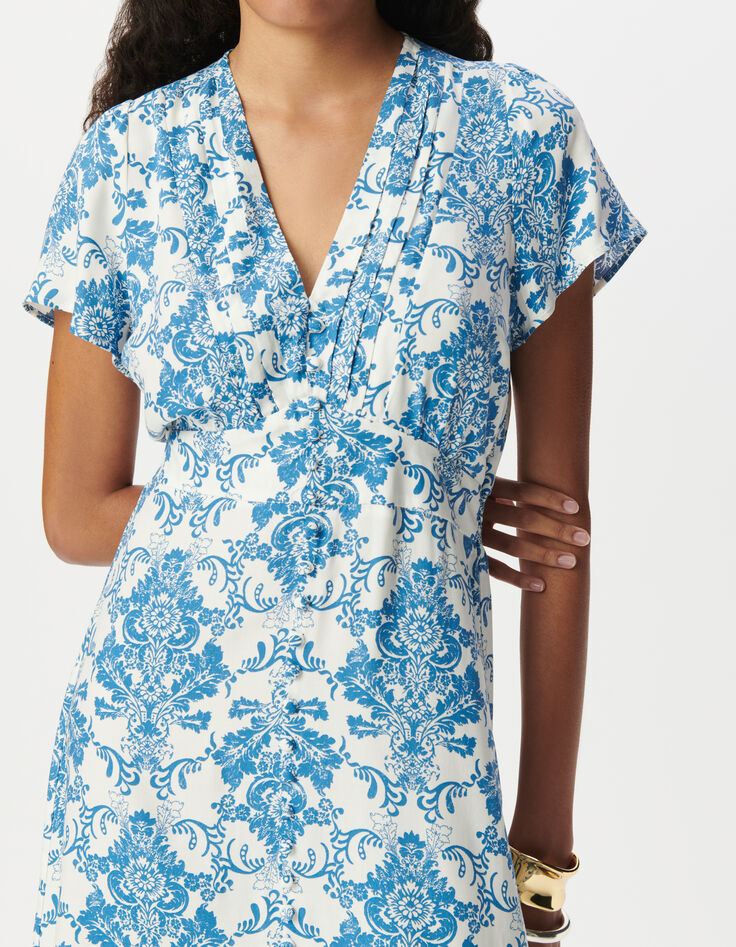 Robe LENZING™ ECOVERO™ imprimé faïence bleu Femme-4 Robe LENZING™ ECOVERO™ imprimé faïence bleu Femme-4