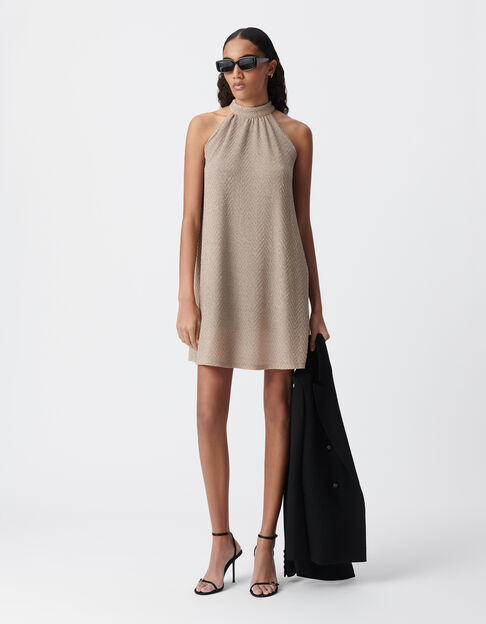 Loose gold dress with tie back Women - IKKS