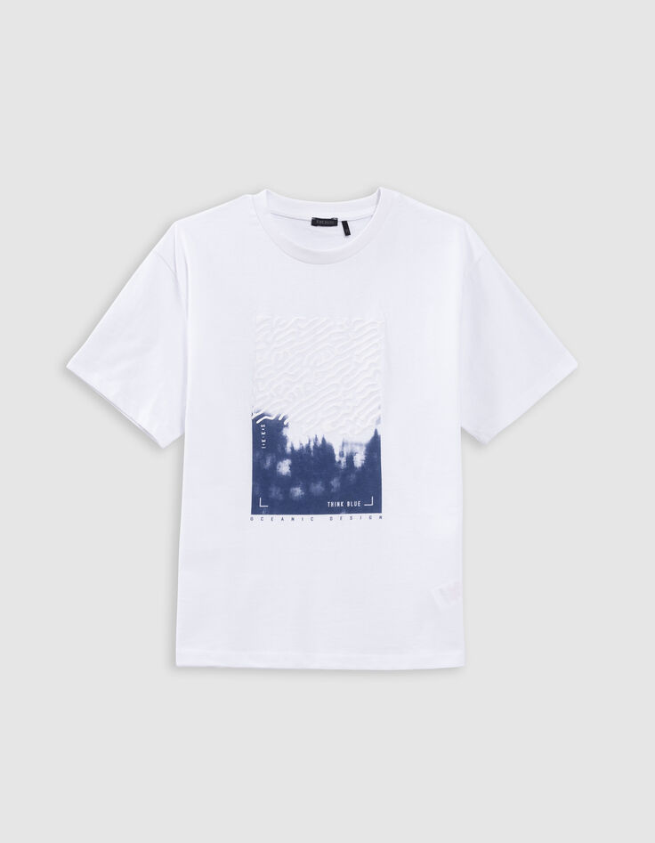 White organic cotton t-shirt with flocked waves for boys-2 White organic cotton t-shirt with flocked waves for boys-2